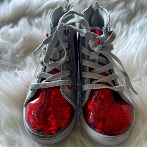 Ground Up Toddler Sequin Red and silver Hightop Sneakers Size 6 little girl
